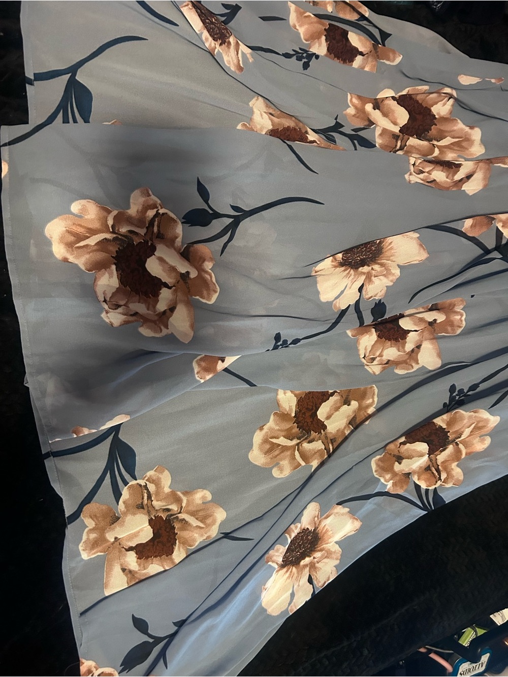 Blue Floral Long Sleeve Wrap Dress - Picture 3 of 4